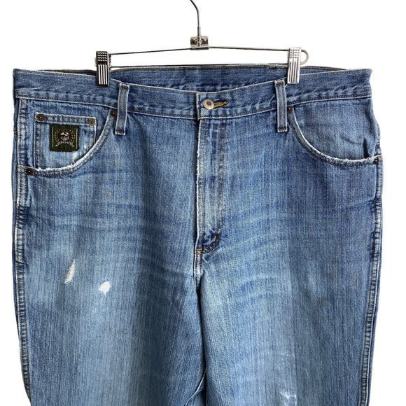 Cinch Western Denim Blue Jeans Mens 38x38 Green Label Distressed MB90530 - Picture 3 of 8
